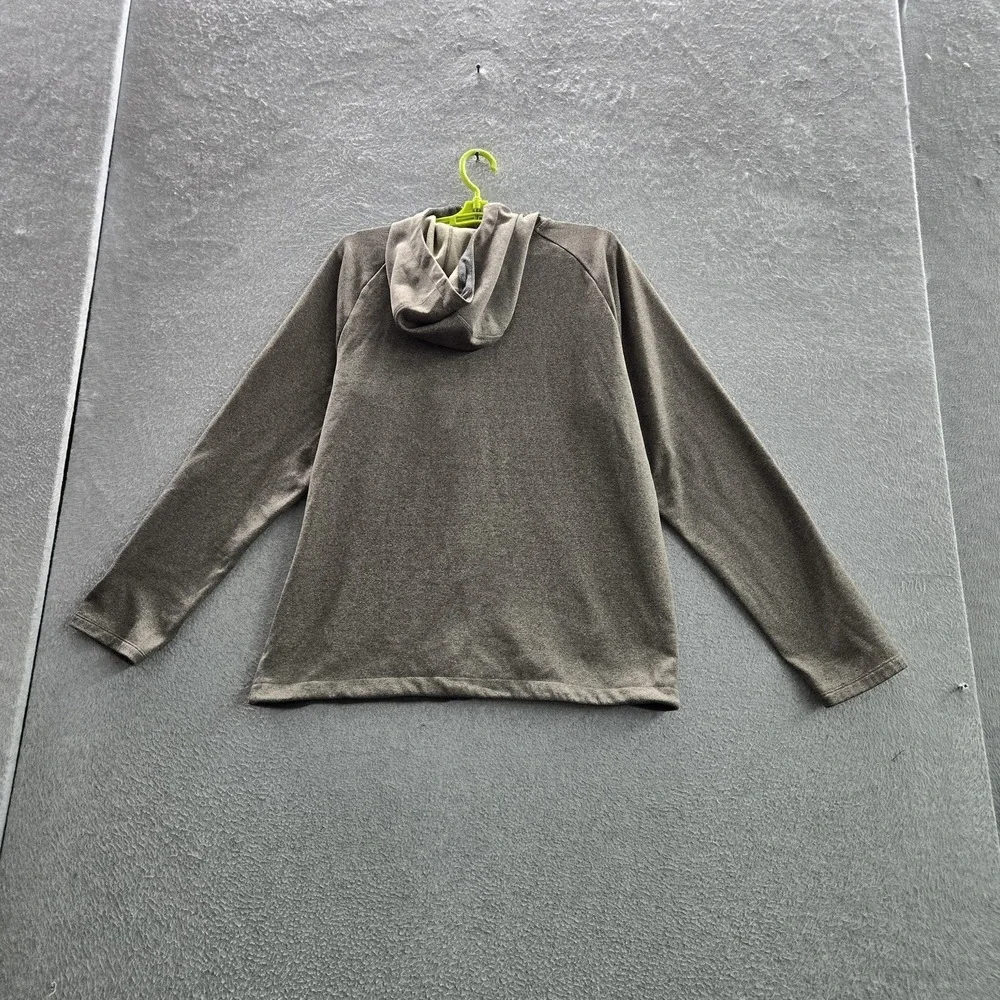 The North Face Men Hoodie Large Brown Fleece Full Zip Logo Pockets Long Sleeve